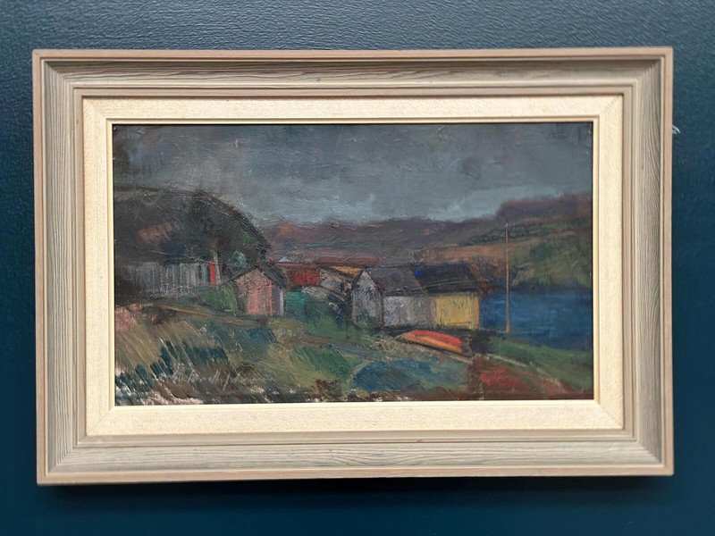 Swedish Oil on Canvas – “Village” by Gustav Adolf Johansson – 35.5 × 52.5 cm gallery