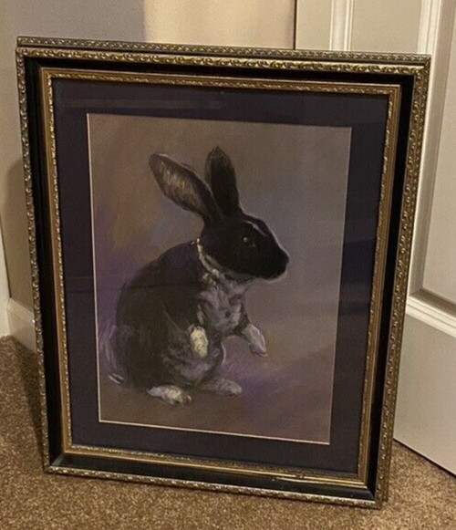 Beautiful 16″ x 20″ Rabbit Painting in 19″x24″ Gold Museum Quality Frame