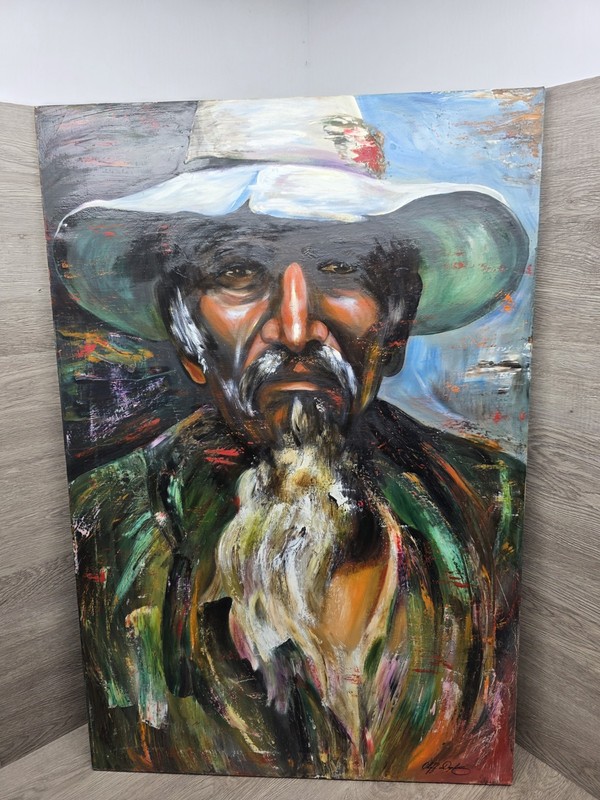 Vtg Cliff Duphiney Maine Abstract Expressionist Native American Oil On Canvas