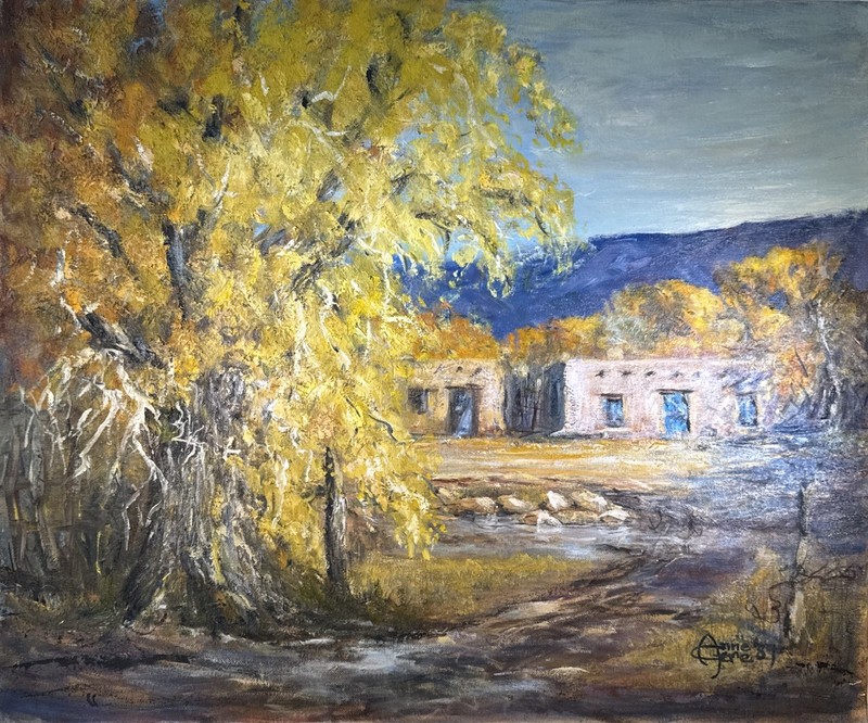 California Artist Palos Verdes Oil Painting 1989 Anne Gere New Mexico Landscape