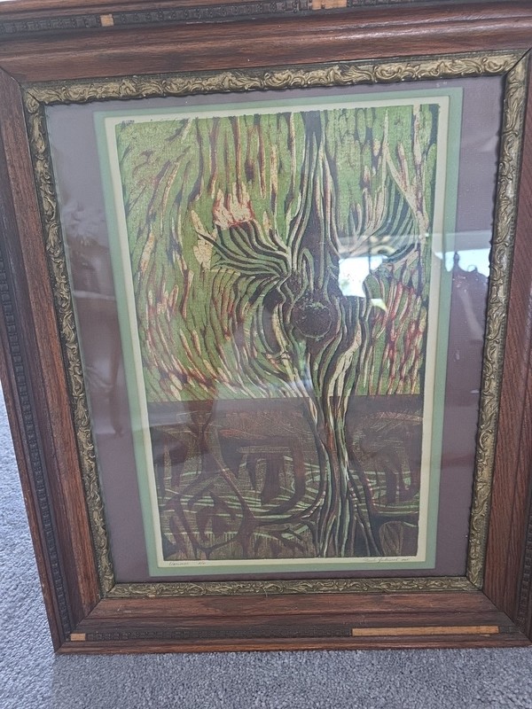 FRAME VINTAGE GREEN BROWN Abstract Wall Paint.