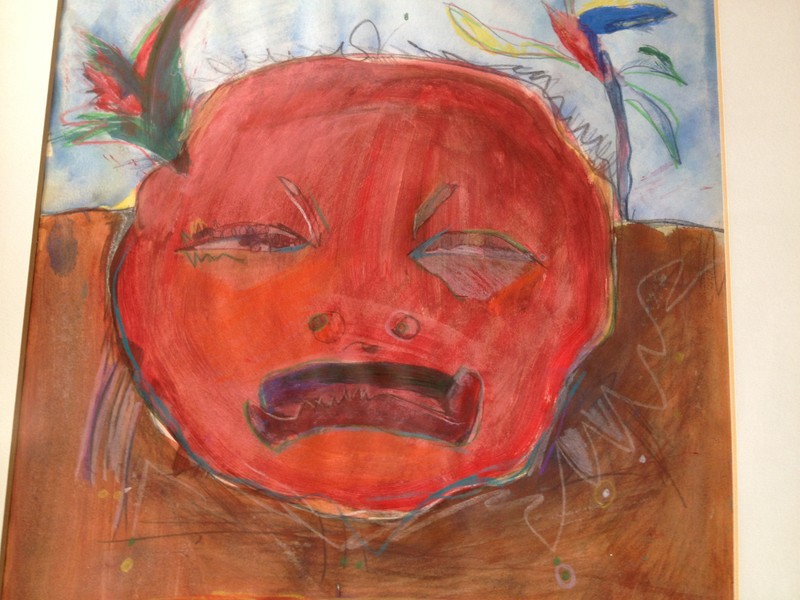 1991 Signed Mixed Media Painting of Figure Influenced by Olmec Culture gallery