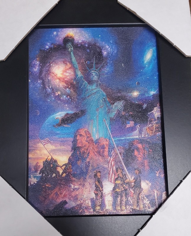 Patriotic Painting of America, Statue of Liberty, Mt Rushmore, Firefighters, ETC