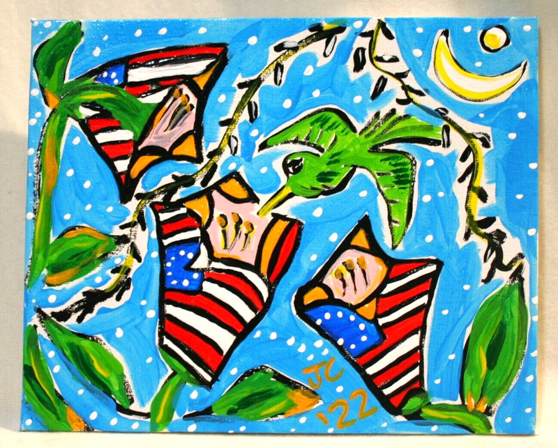 HUMMINGBIRD AMERICANA Jr CHARLIE FAST OUTSIDER POLITICAL FOLK POP ART AMERICA