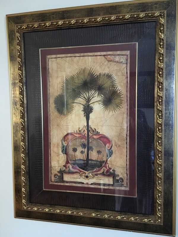 Large Excudebat Bleau Desert Oasis Painting Print Wooden Good/Brown