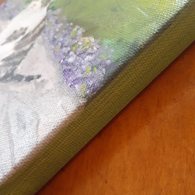 Oil Painting, Cat in Garden, Original, Hand Painted 5 X 7, Robin Zebley rzzart gallery