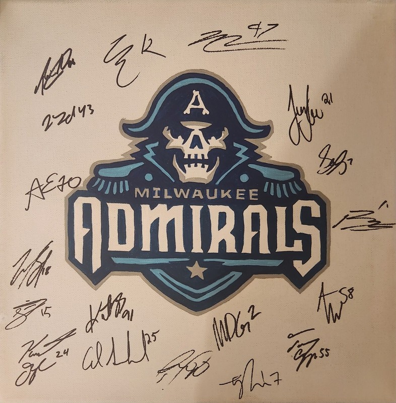 Milwaukee Admirals 2022-23 14×14 Canvas Painting (Team Signed)