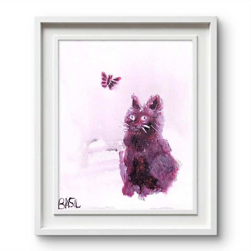 Butterfly Kitten Vibrant Abstract Expressionism Canvas Painting gallery
