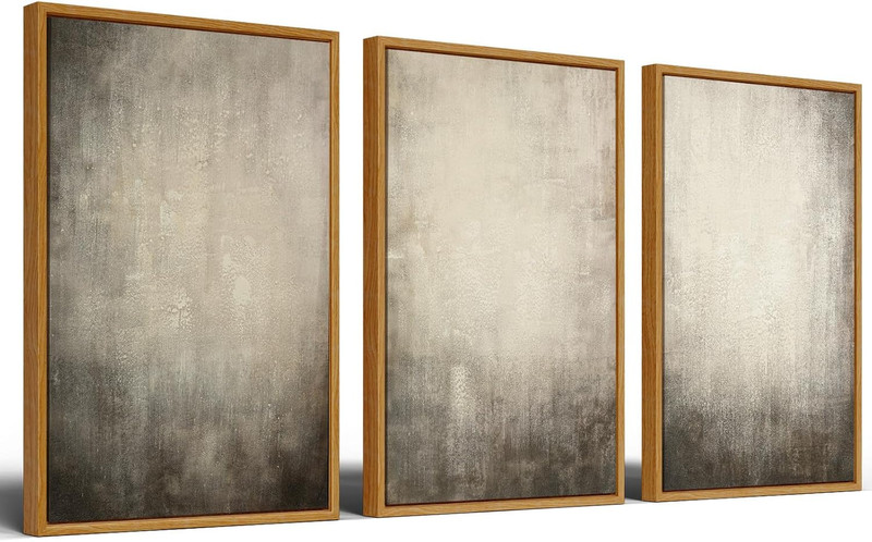Extra Large Handmade Textured Canvas Art Set, 3 Pcs Neutral Abstract Decor gallery