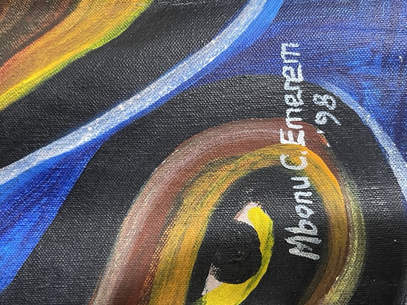 Mbonu Emerem Abstract Forms 1998 Acrylic Canvas Painting "Light Up Your Spirit" gallery