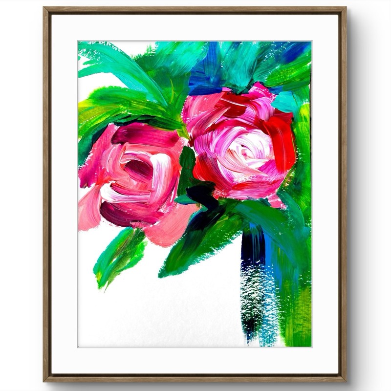TITA PAINTZ Roses Flower Garden Abstract Acrylic Painting 9×12 Wall Art