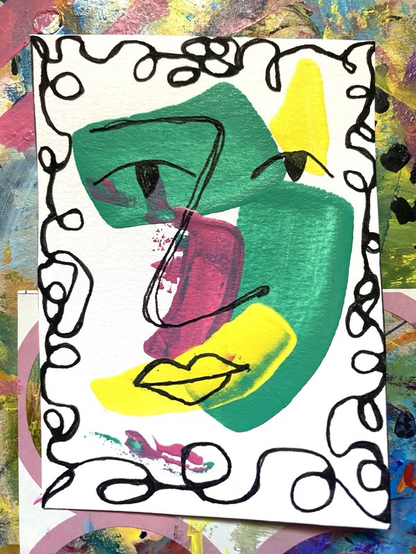 ACEO art card “Beauty in the Abstract #1” Abstract Acrylic & Ink