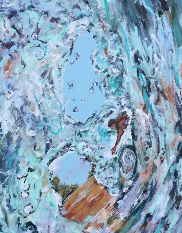 BEACH Ocean Wave Surfer Original Art PAINTING DAN BYL Contemporary Modern 5 feet gallery