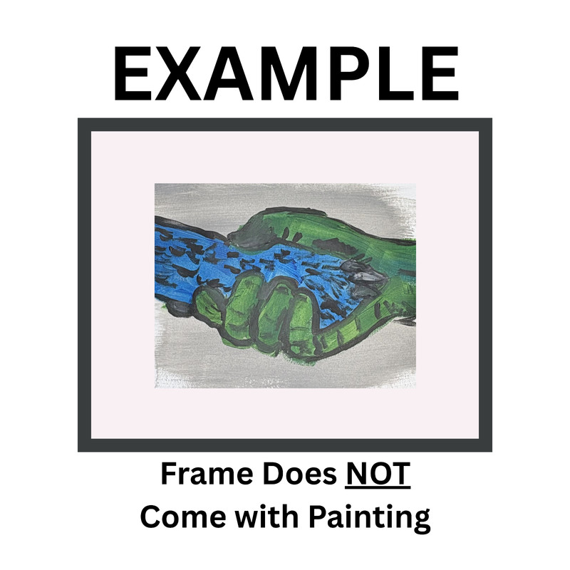 Dog Hand Shake, Contemporary Expressionist 11x14 Blue, Green & Grey Paper gallery