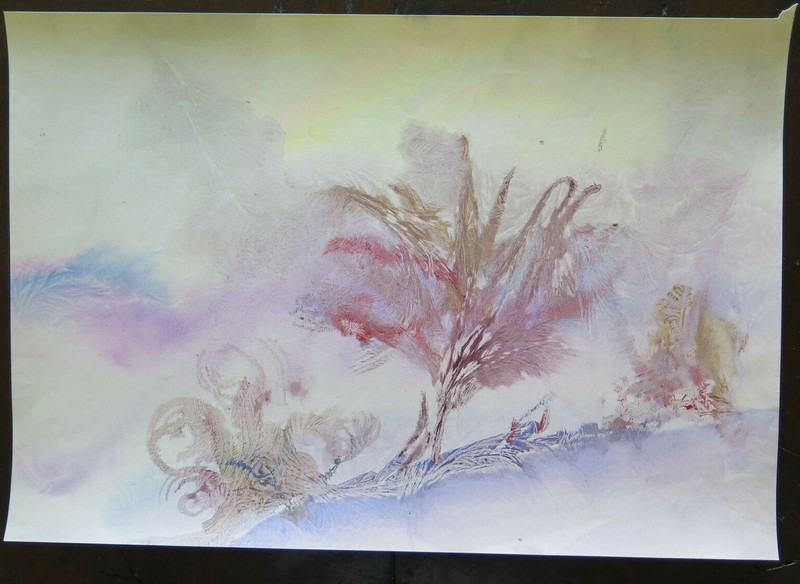 48X32 Cm Painting Abstract Landscape 60s Vintage Painted By G. Pancaldi P14
