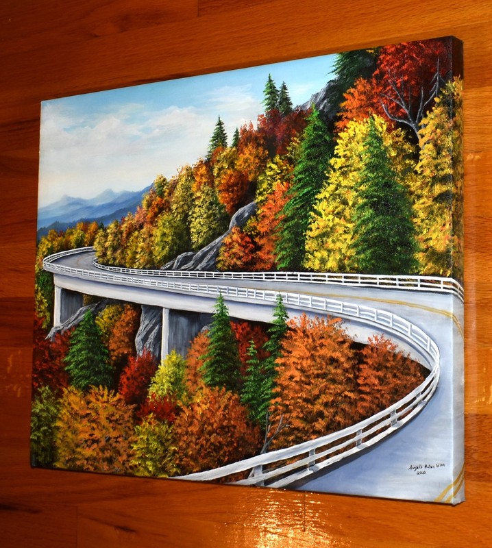 Oil Painting Grandfather Mountain Linn Cove Viaduct Bridge North Carolina gallery
