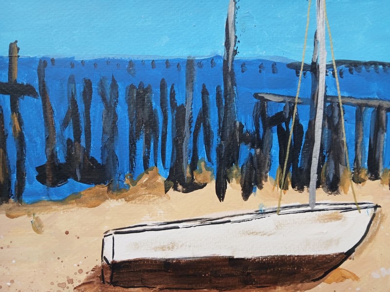 Abstract/Impressionism 11x14 Provincetown Docks Cape Cod original Art Painting gallery