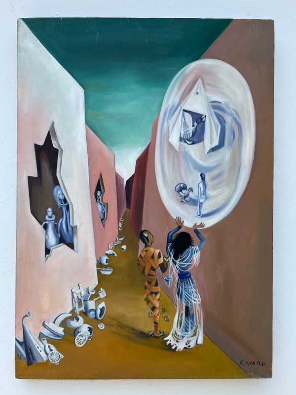 REMEDIOS VARO PAINTING OIL CANVAS SPANISH-MEXICAN PAINTER SURREALIST ART OLD
