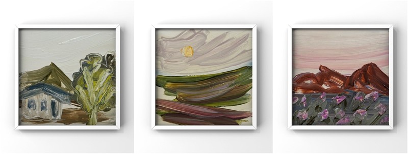 Tuscan Countryside Landscape Triptych Rolling Hills Italy Painting Italian Art