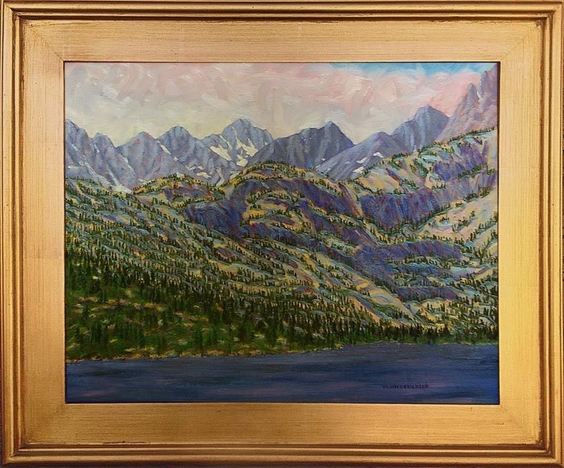 Lake Sabrina High Sierra Impressionist Oil Painting by M. Diederichsen – framed