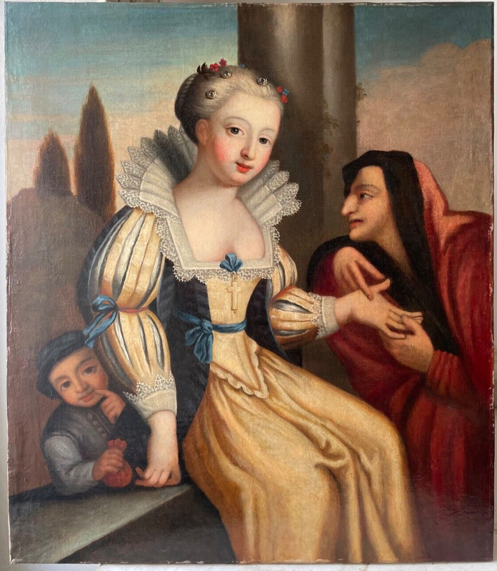 18th CENTURY OLD MASTER PAINTING PORTRAIT of THE FORTUNE TELLER MASTERPIECE Oil