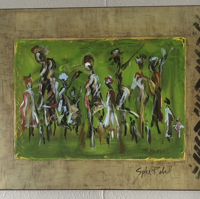 Spike Rebel Signed Abstract People Figures Painting THE MOVEMENT