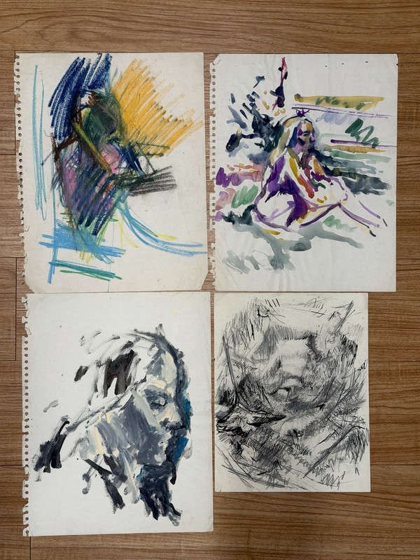 UK English 3 watercolors & 1 ink on Paper by Jeffery Beardsall ca. 20th c.