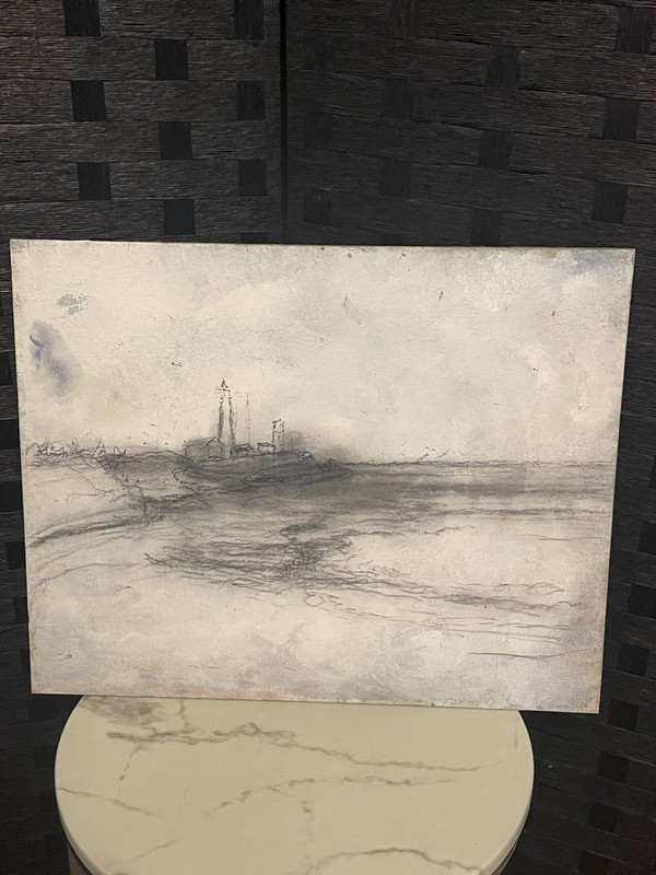 Original Oil Fall Landscape 16x20 Double Sided Stetched Lighthouse Iva Moore gallery