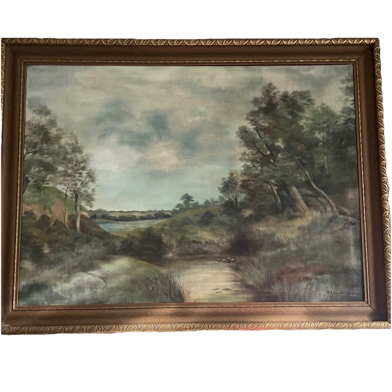 ELISABETH PAETZ KALICH 1950’s Original Oil On Canvas PLEIN AIR 56X42in LANDSCAPE