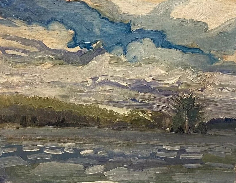 Oil Landscape Sketch Spikey Pine Panel En Plien Air Janice Taylor-Prebble