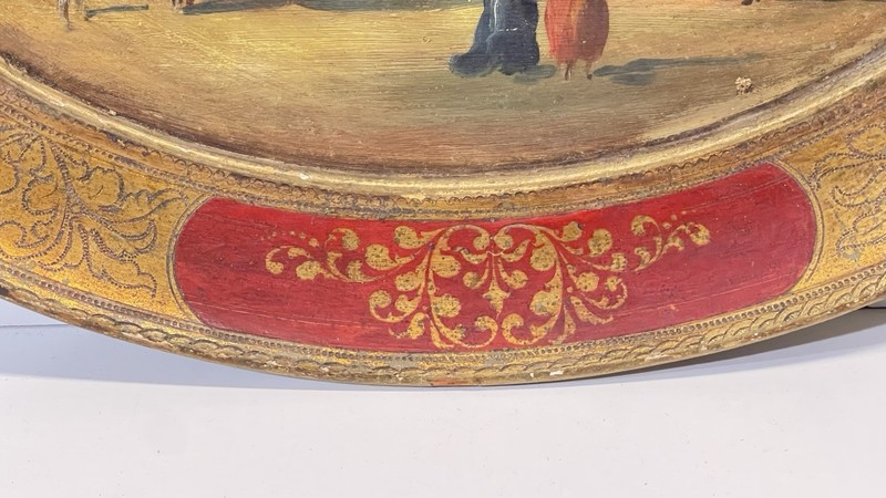 Antique 19th Century Painting On Board Wood Tray gallery