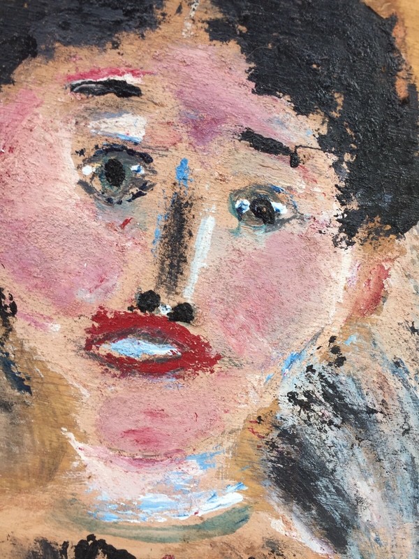 JIM SUDDUTH FOLK ART PAINTING WOMAN PORTRAIT VINTAGE