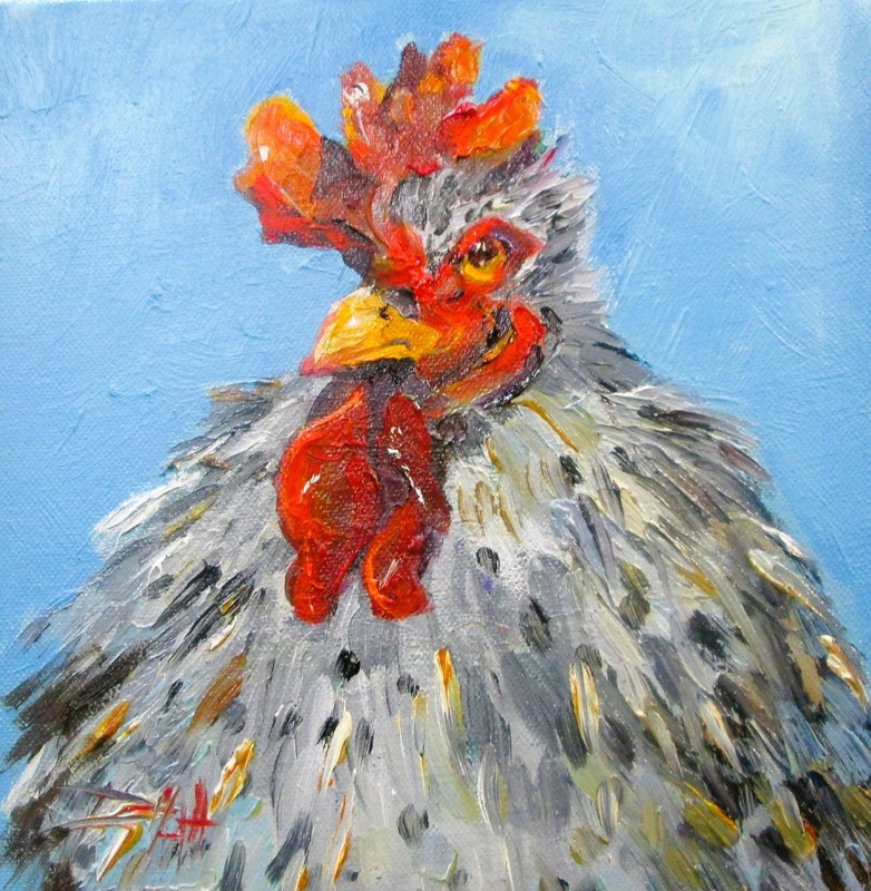 Delilah Original impressionism oil fat rooster chicken