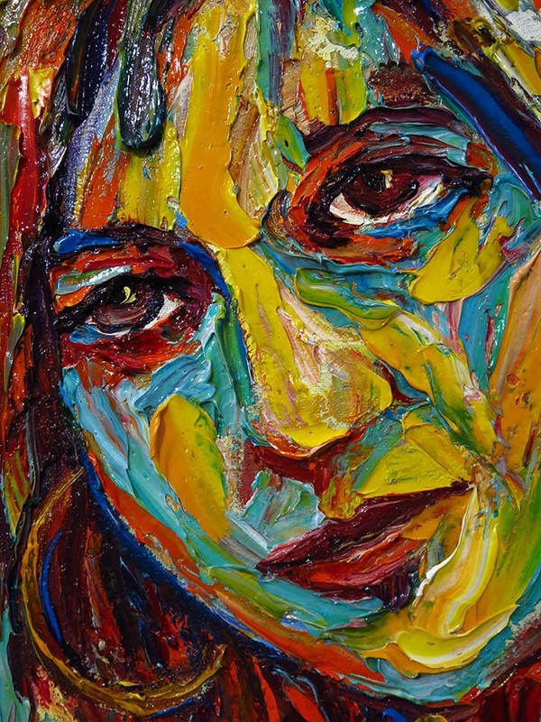 MODERN WOMAN GIRL█ART SIGNED FEMALE OIL PAINTING█ABSTRACT PORTRAIT VINTAGE DECO█ gallery