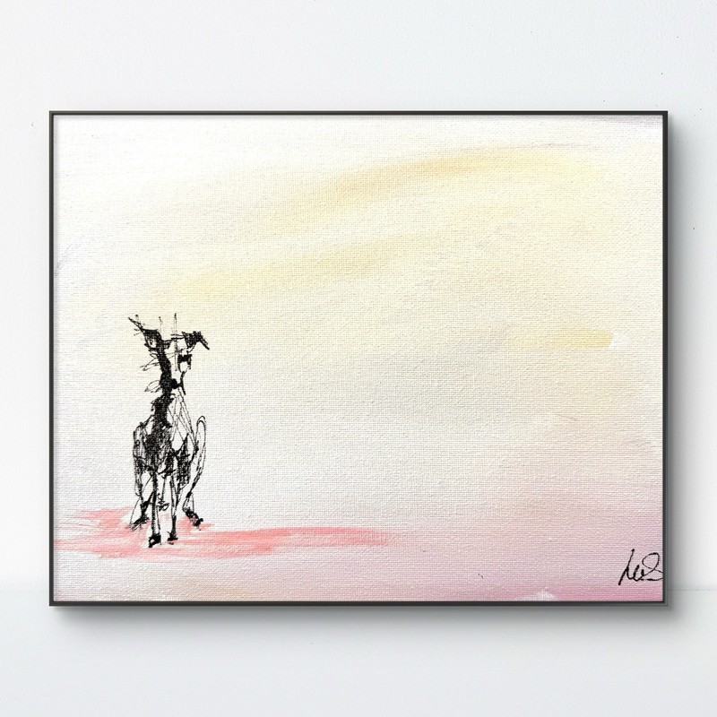 SAMATOWIC Original Abstract Minimalism Dog 8×10 Handmade Signed Fine Art 258