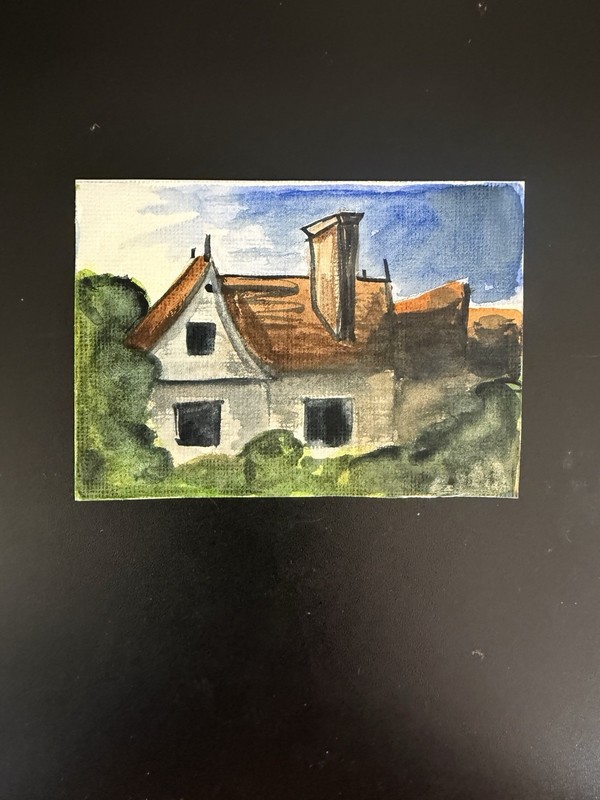 ACEO mini study of John Constable A House Amongst Trees Watercolor