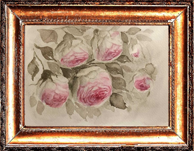 Flowers PINK POSES Original Artwork Modern Painting Floral Landscape Art Gift A5 gallery