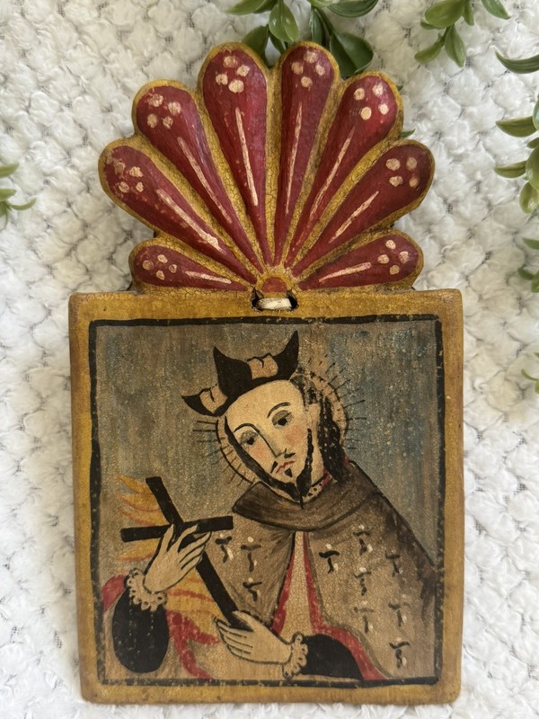 1987 Gustavo Victor Goler San Juan Nepomuceno Retablo Signed W/Email NM Folk Art