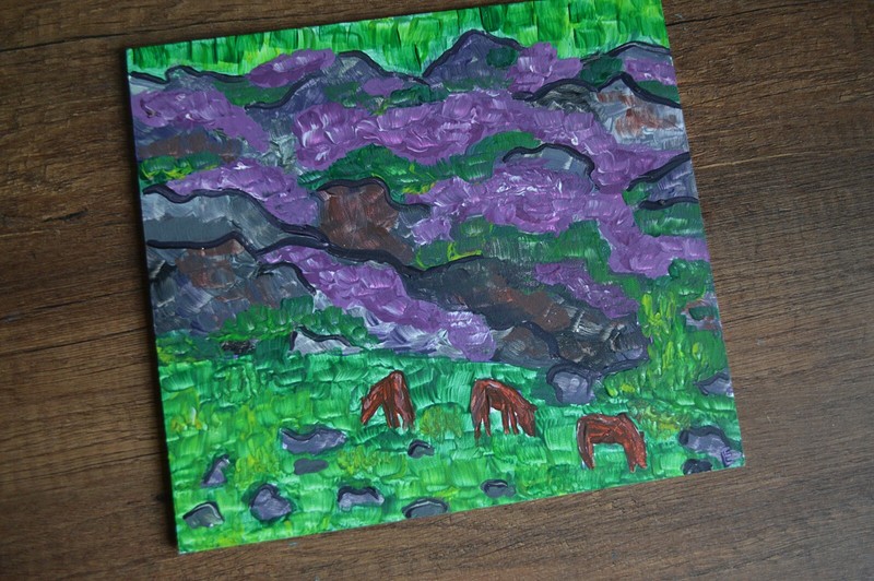 Russian Landscape Altai Territory Original Painting Acrylic Hills Stones Horses gallery