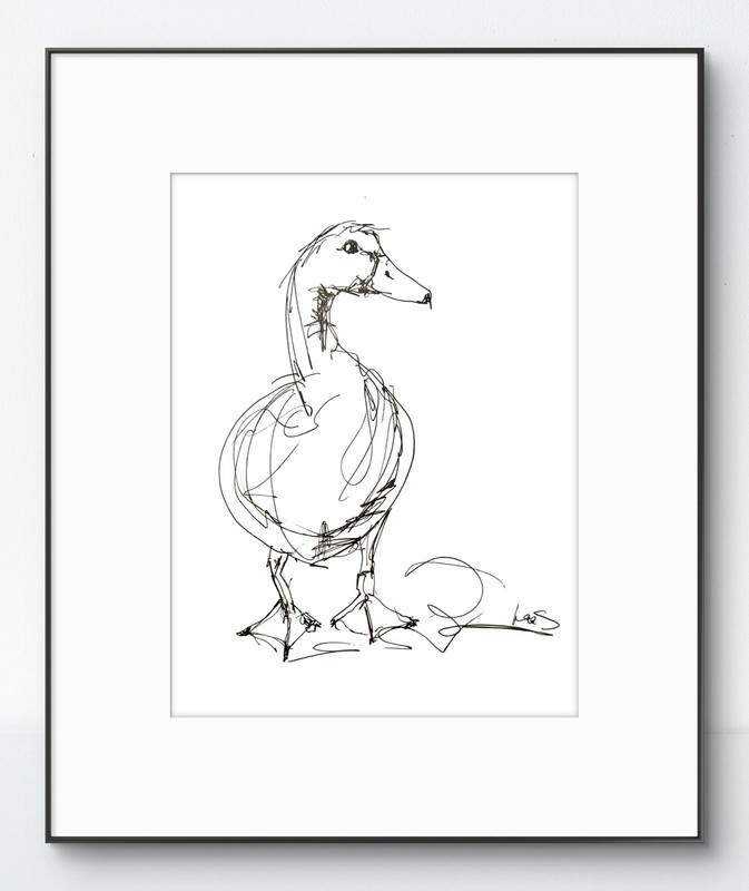 Original Abstract Expressive 9X12 Duck Paper Ink Drawing Handmade Signed 13