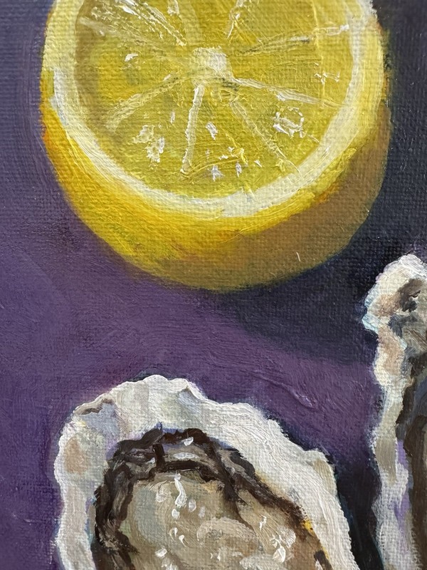 Original New Impressionism Still Life Lemons Oysters Half Shell Oil/Canvas Board gallery