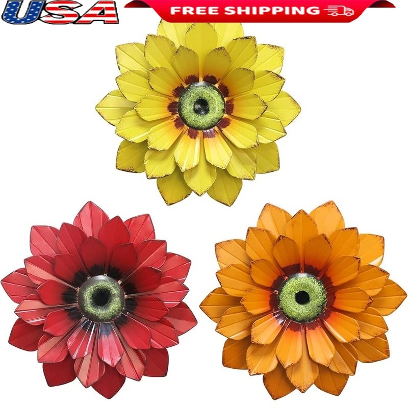 Vibrant Metal Flower Wall Art 3D Hand-Painted Decor Home Living Room Garden New
