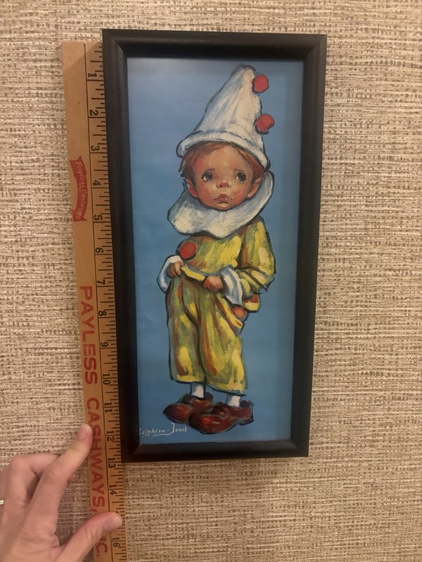 Leighton Jones Framed Signed Clown lithograph , Small 13x6