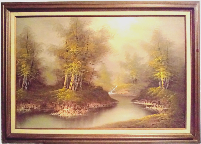 Beautiful O/C LANDSCAPE 1975 Deep South MIST by Anderson Framed 24×36 *OBO* EXC