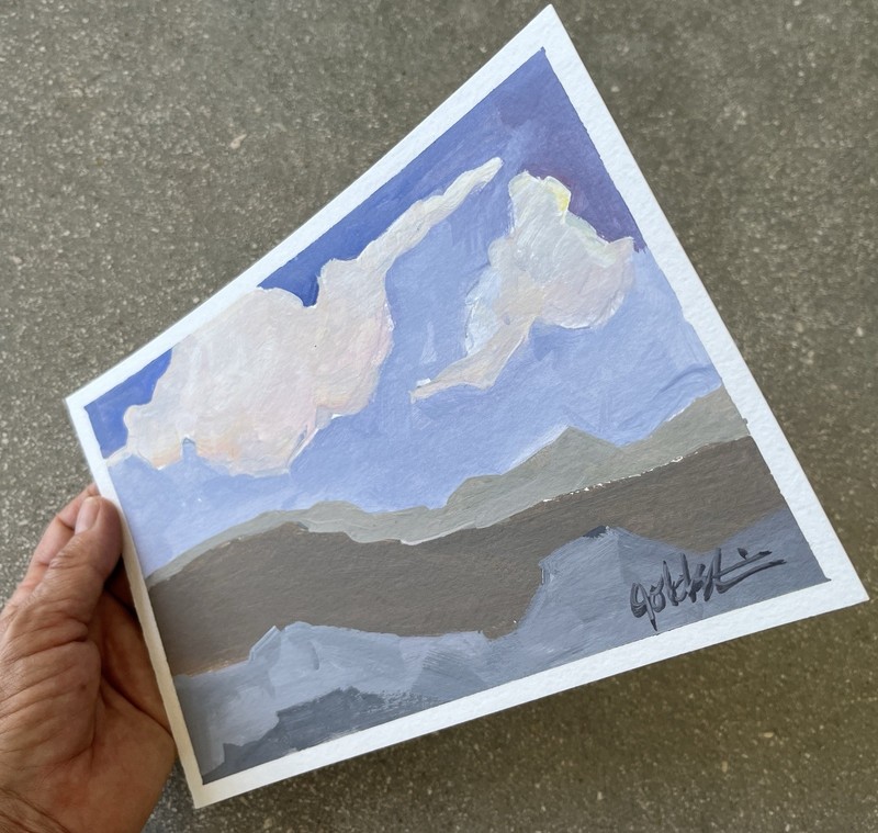 Original Acrylic Landscape Painting on Watercolor Paper Signed Contemporary Art gallery