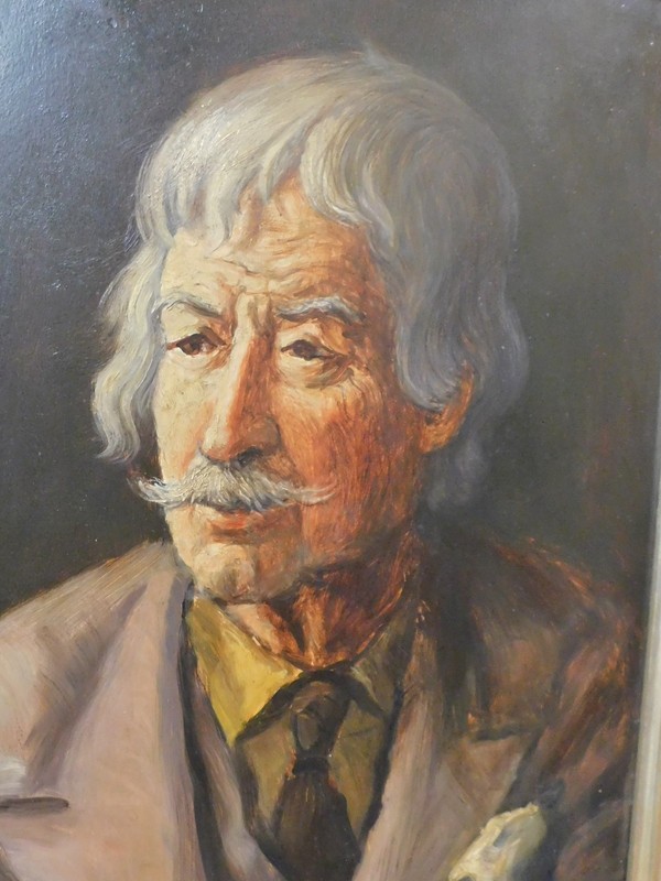 Mid Century 1950 Oil Portrait Painting of a Gentleman Signed SEARLES 18 X 22 IN gallery