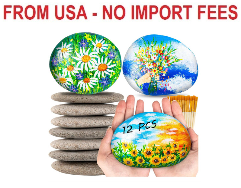 12PCS Large Rocks for Painting, River Rock Painting Stones Smooth Flat Rocks wit