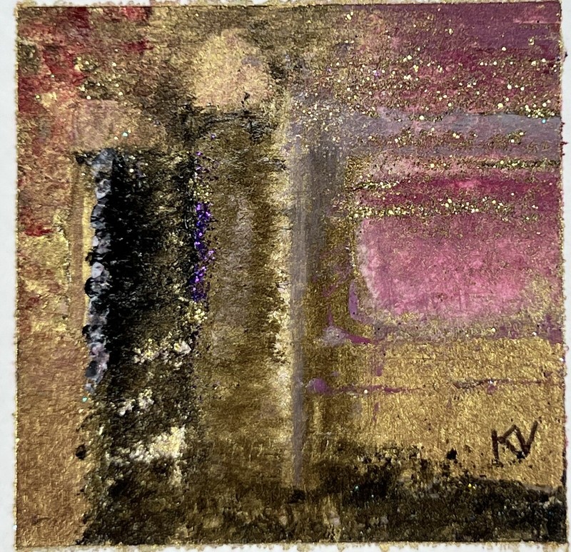 Mixed Media Mini Painting Ink Metallic Powders and Dyes Kathryn Vaughn New York