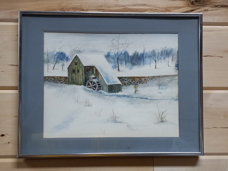 Vintage Framed THE OLD MILL Watercolor By Artist DOLLY MCISHIE, 18×14×1. #O-M