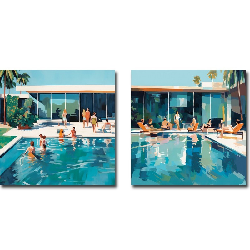 Splash 1 & 2 by Irena Orlov 2-pc Canvas Giclee Art Set (24 in x 24 in each)
